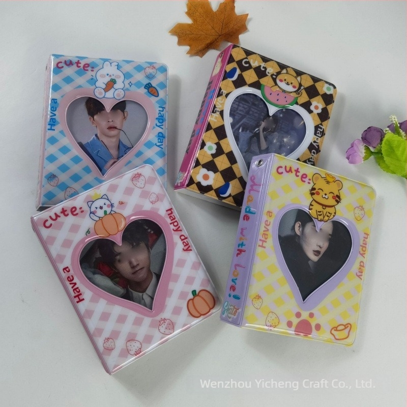 Mini album foto cu inimă decupată, 3 inch, album PP insert și carnet de vizite