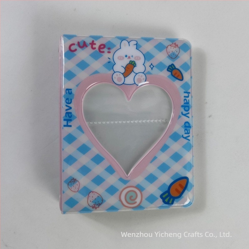 Mini album foto cu inimă decupată, 3 inch, album PP insert și carnet de vizite