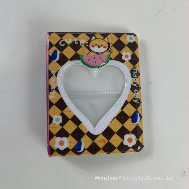 Mini album foto cu inimă decupată, 3 inch, album PP insert și carnet de vizite