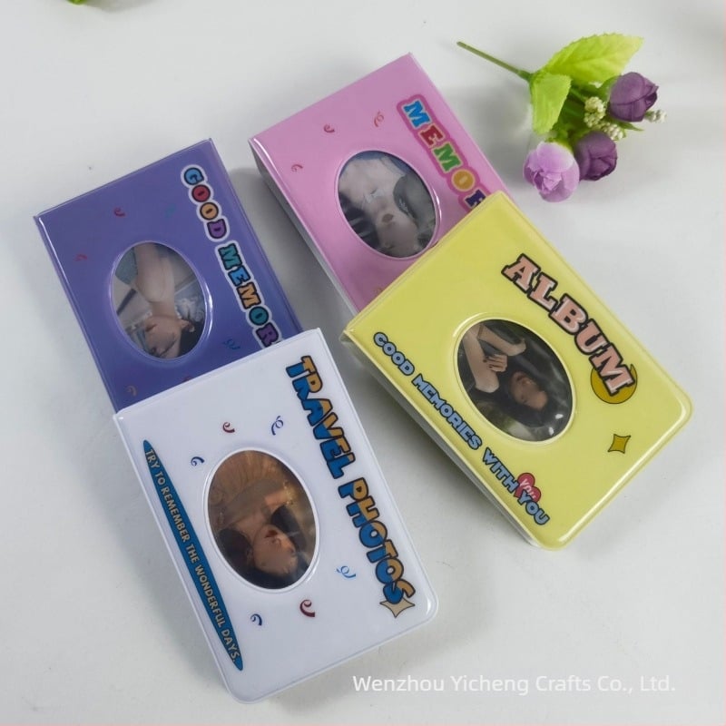 Album foto mini orizontal de 3 inch, cu pagini PP inserabile, design decupat, album pentru cărți de vizită, 36 de pagini