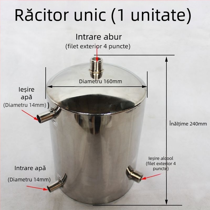 Condensator din oțel inoxidabil și răcitor secundar pentru distilație tradițională, schimbător de căldură pentru uz casnic