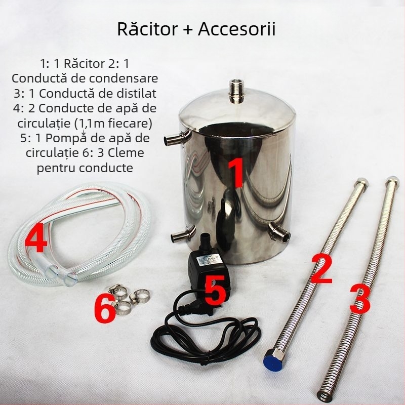 Condensator din oțel inoxidabil și răcitor secundar pentru distilație tradițională, schimbător de căldură pentru uz casnic