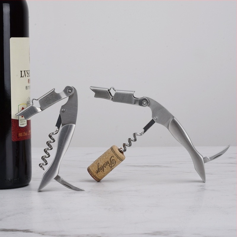 Deschizător de vin cu mâner din oțel inoxidabil și deschizător de bere cu fir rotativ