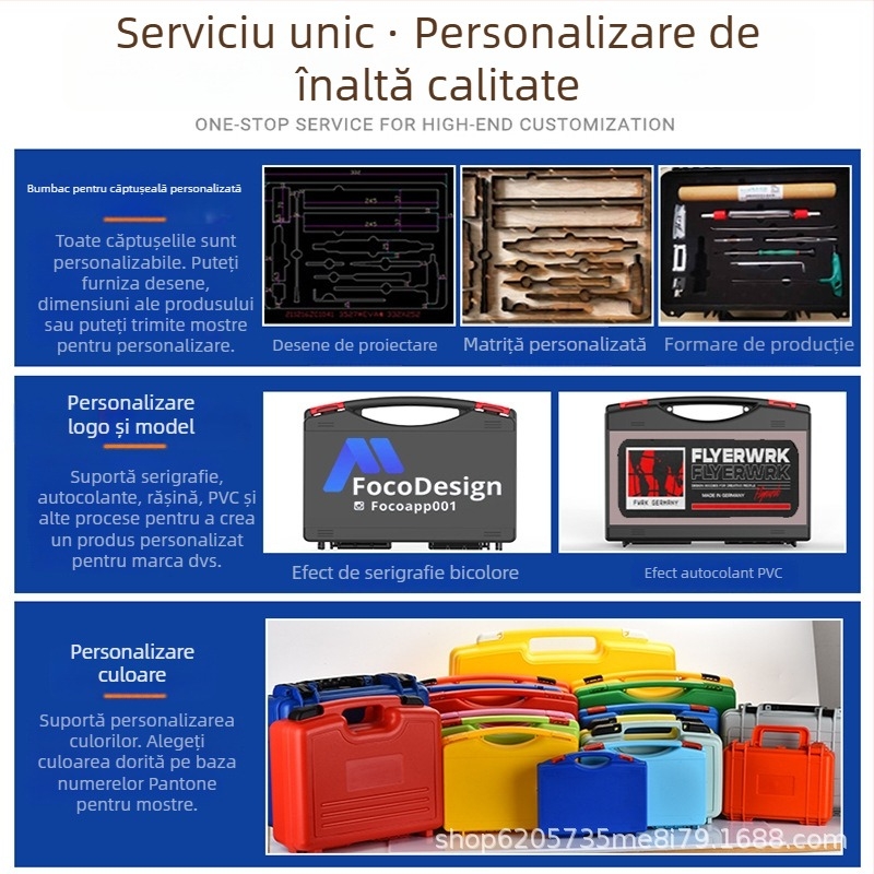 Cutie de unelte din plastic personalizată, cu interior PP, rezistentă la cădere