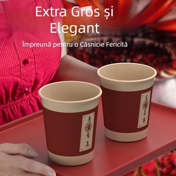 Cupe de hârtie pentru nuntă, de unică folosință, roșii, cu pereți groși