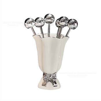 Set de furculițe de fructe din ceramică, cu suport cilindric, design rafinat pentru uz casnic