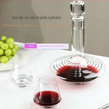 Set de decantator din sticlă cristală, cu un decantor și două pahare