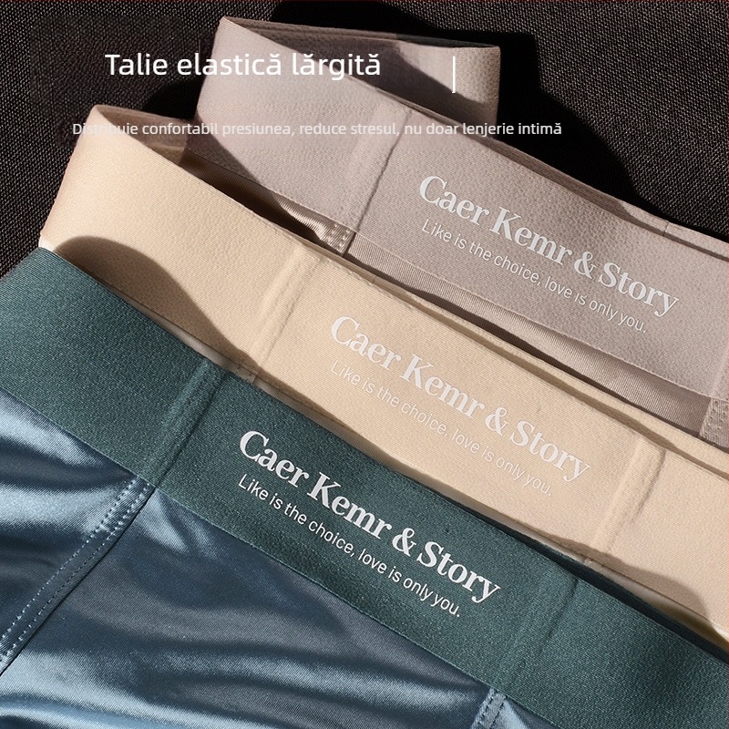 Chiloți bărbați din satin Ice Silk, respirabili, cu inserție antibacteriană în zona inghinală, talie medie