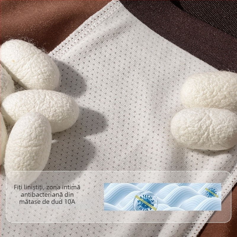 Chiloți bărbați din satin Ice Silk, respirabili, cu inserție antibacteriană în zona inghinală, talie medie