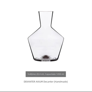 Decantor de vin roșu în stil Zalto, ușor, cu textură transparentă.