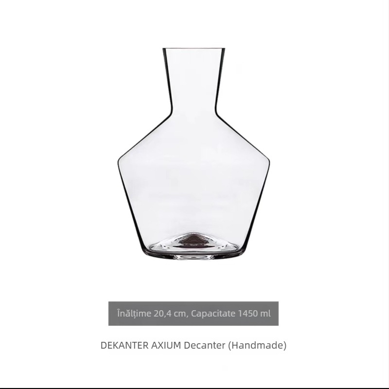 Decantor de vin roșu în stil Zalto, ușor, cu textură transparentă.