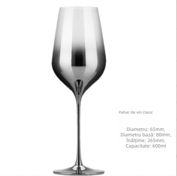 Sticlă de cristal cu gradient argintiu-gri electroplacat, stil american, pahar de vin înalt cu decantator – set