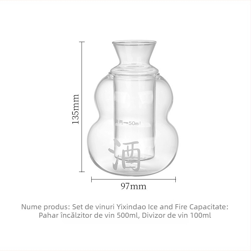 Set din sticlă pentru încălzirea vinului – oală și pahar