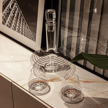 Decantor de vin din cristal cu două pahare, set de trei piese pentru uz casnic