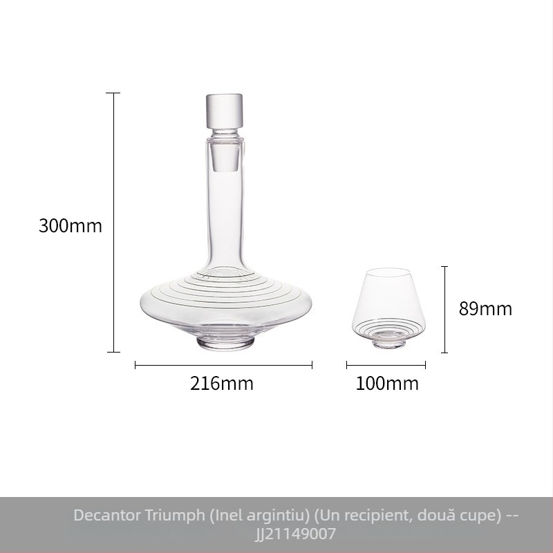 Decantor de vin din cristal cu două pahare, set de trei piese pentru uz casnic
