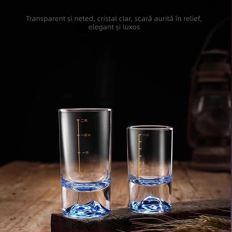 Blue Mountain set din sticlă cristal cu scară de măsurare, 2 piese, pahare elegante pentru băuturi spirtoase