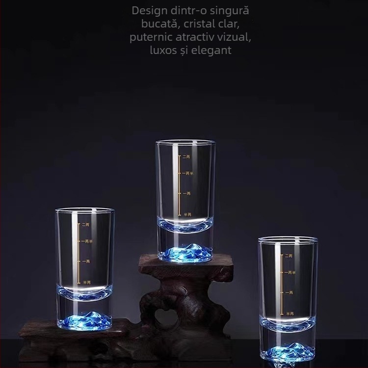 Blue Mountain set din sticlă cristal cu scară de măsurare, 2 piese, pahare elegante pentru băuturi spirtoase
