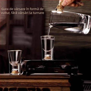 Set de pahare din cristal pentru băuturi spirtoase cu folie de aur, stil retro luxos, peste 10 bucăți, capacitate 1–100 ml