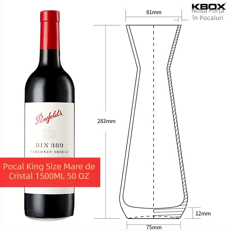 Decantor de vin din cristal KBOX, personalizare logo, dispenser pentru băuturi de bar, recipient pentru băuturi și sucuri, 801–900 ml, alb, ambalare în cutie colorată