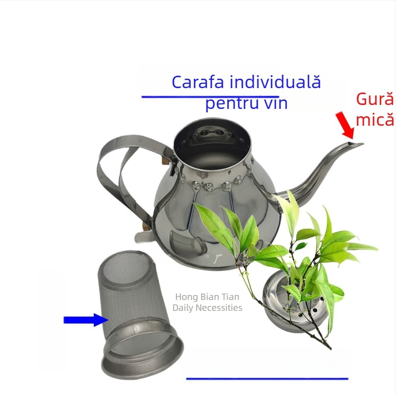 Decantator din oțel inoxidabil cu filtru pentru servire ceai și încălzire a vinului