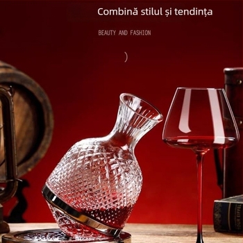 Decantator rotativ pentru vin - sticlă, design minimalist modern