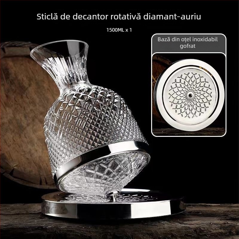 Decantator rotativ pentru vin - sticlă, design minimalist modern