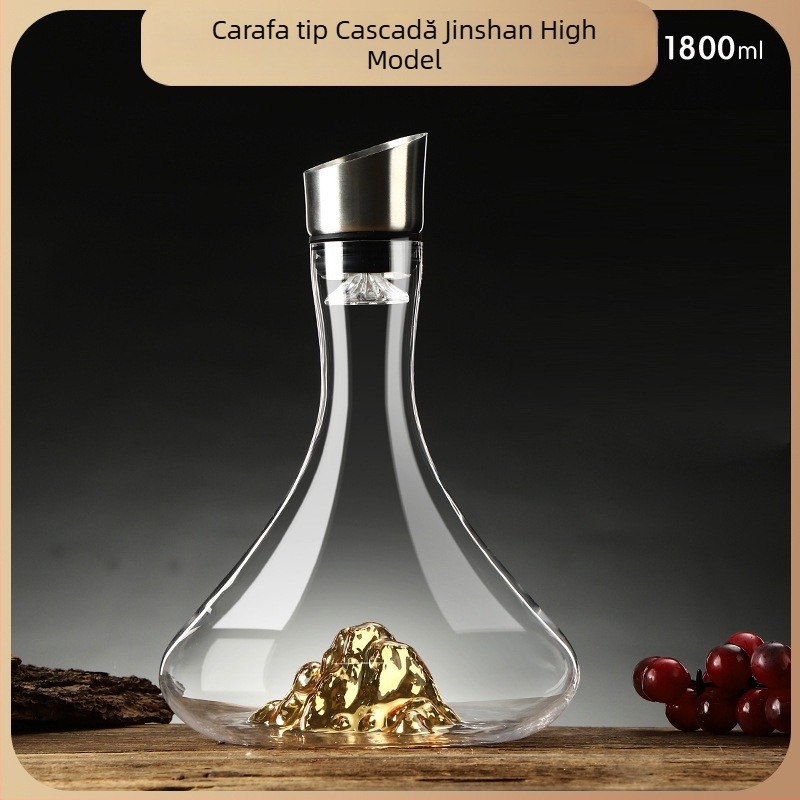 Decantor pentru uz casnic, stil european, cu capac, filtrare cu două niveluri, sticlă 1800 ml