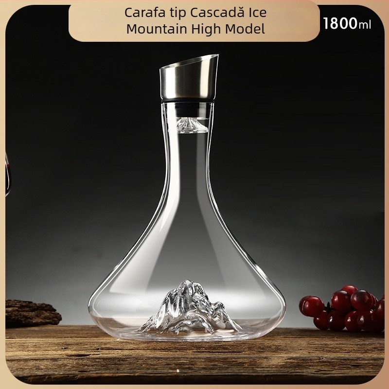 Decantor pentru uz casnic, stil european, cu capac, filtrare cu două niveluri, sticlă 1800 ml