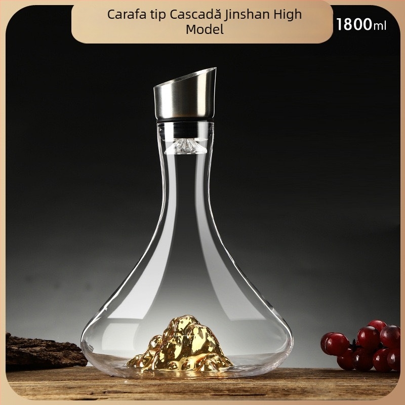 Decantor pentru uz casnic, stil european, cu capac, filtrare cu două niveluri, sticlă 1800 ml