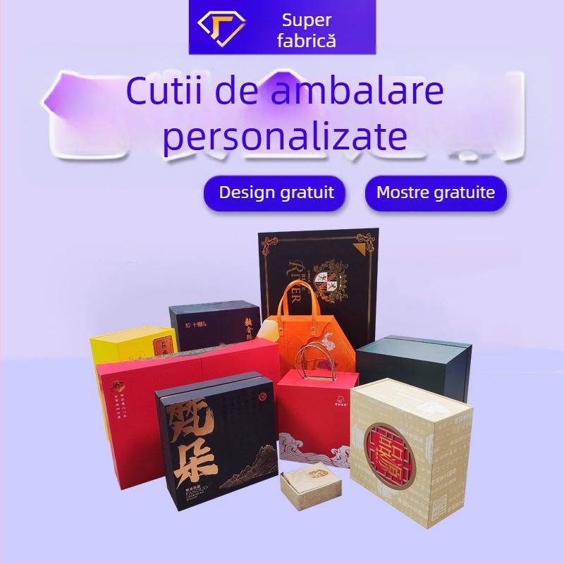 Cutie cadou premium pentru mooncake și ceai, cu capac Cerului și Pământului