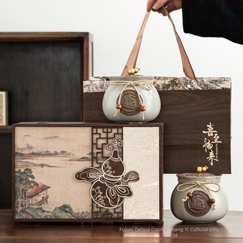 Cutie cadou goală pentru ceai, ceramică, set de 10 buc., pentru ceai alb, ceai negru, Longjing și Pu'er, stil chinezesc, model 2026