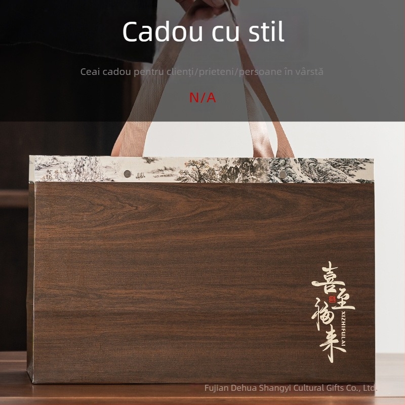 Cutie cadou goală pentru ceai, ceramică, set de 10 buc., pentru ceai alb, ceai negru, Longjing și Pu'er, stil chinezesc, model 2026
