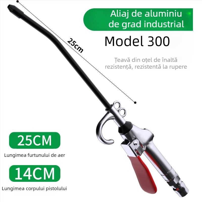 Pistol de suflat praf din aliaj de aluminiu, pneumatic, duză extinsă