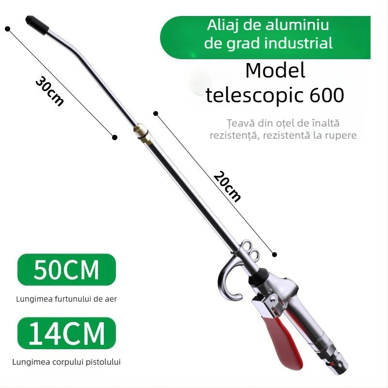 Pistol de suflat praf din aliaj de aluminiu, pneumatic, duză extinsă