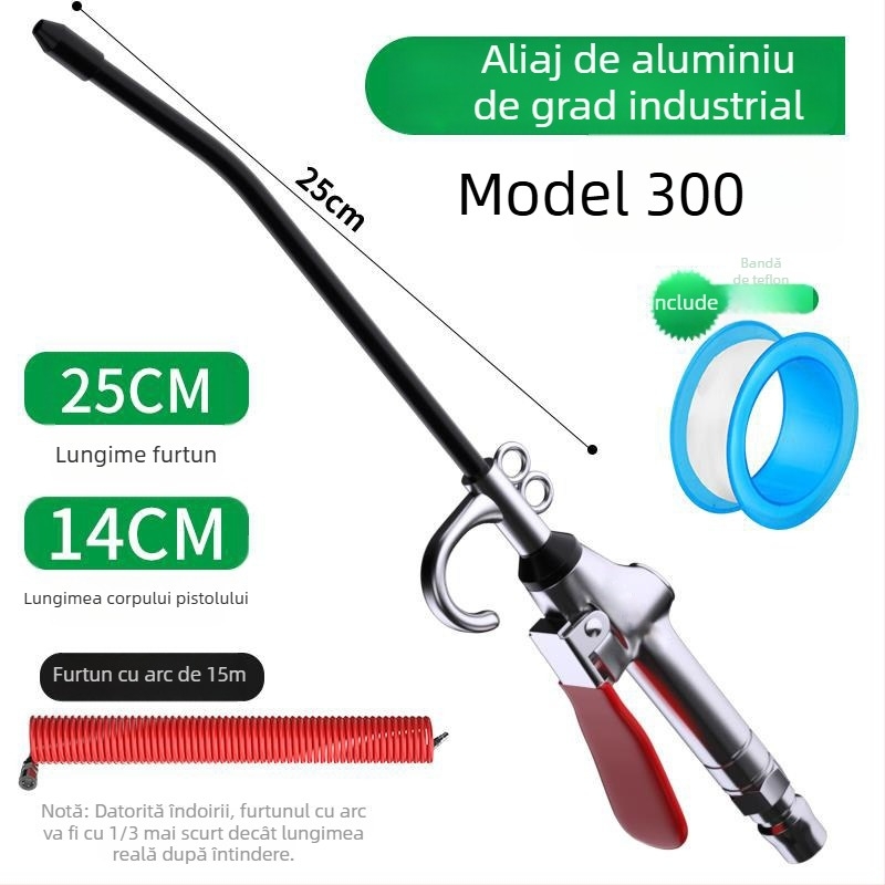 Pistol de suflat praf din aliaj de aluminiu, pneumatic, duză extinsă
