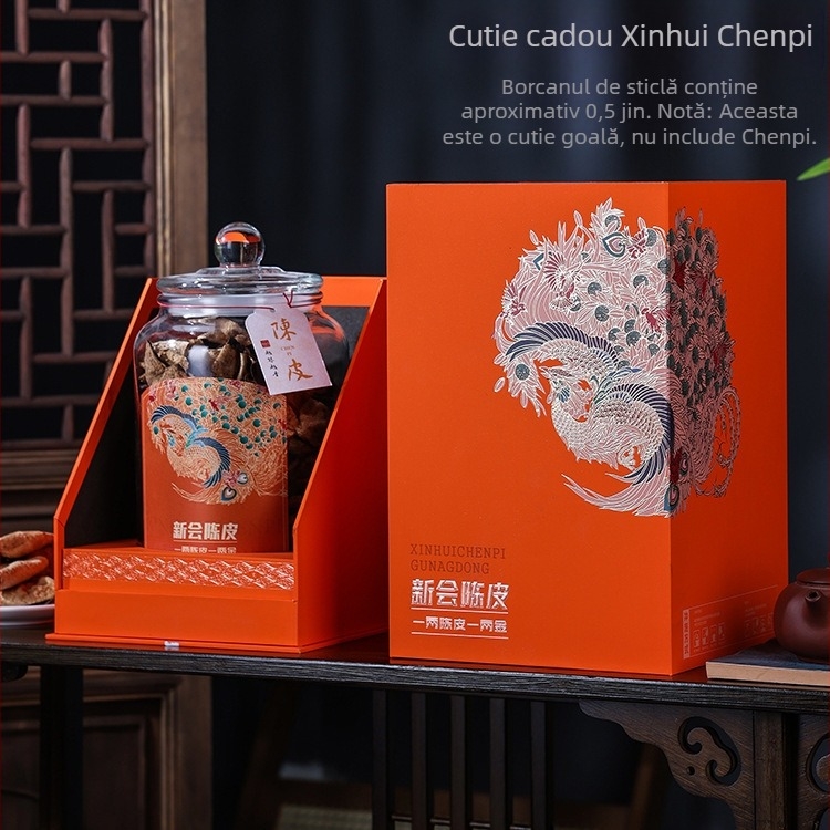Cutie cadou premium Xinwill cu coajă de portocală uscată, în sticlă, 250 g, rezistentă la umezeală, sigilată, coajă de portocală uscată veche, cutie cadou goală