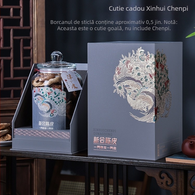 Cutie cadou premium Xinwill cu coajă de portocală uscată, în sticlă, 250 g, rezistentă la umezeală, sigilată, coajă de portocală uscată veche, cutie cadou goală