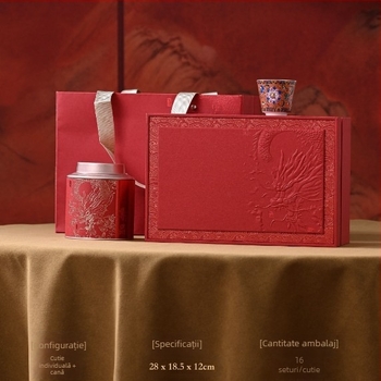 Set cadou de ceai Jin Jun Mei negru cu conservă metalică și ceașcă, ambalaj elegant