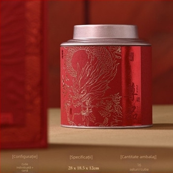 Set cadou de ceai Jin Jun Mei negru cu conservă metalică și ceașcă, ambalaj elegant