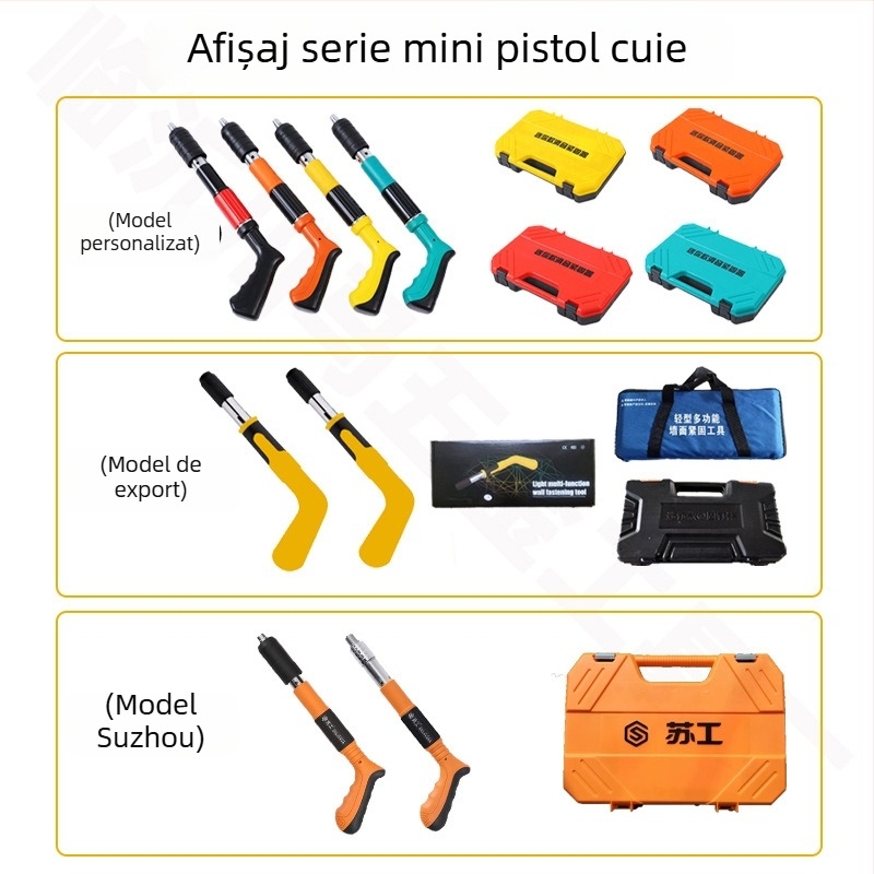 Pistol cuie pneumatic pentru canale de cablu la tavane, montaj de monitorizare HVAC — pistol cuie din beton cu silențiu
