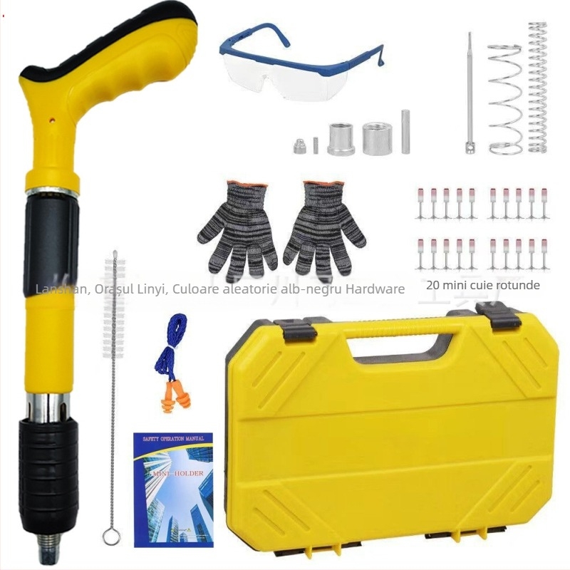 Pistol cuie pneumatic pentru canale de cablu la tavane, montaj de monitorizare HVAC — pistol cuie din beton cu silențiu