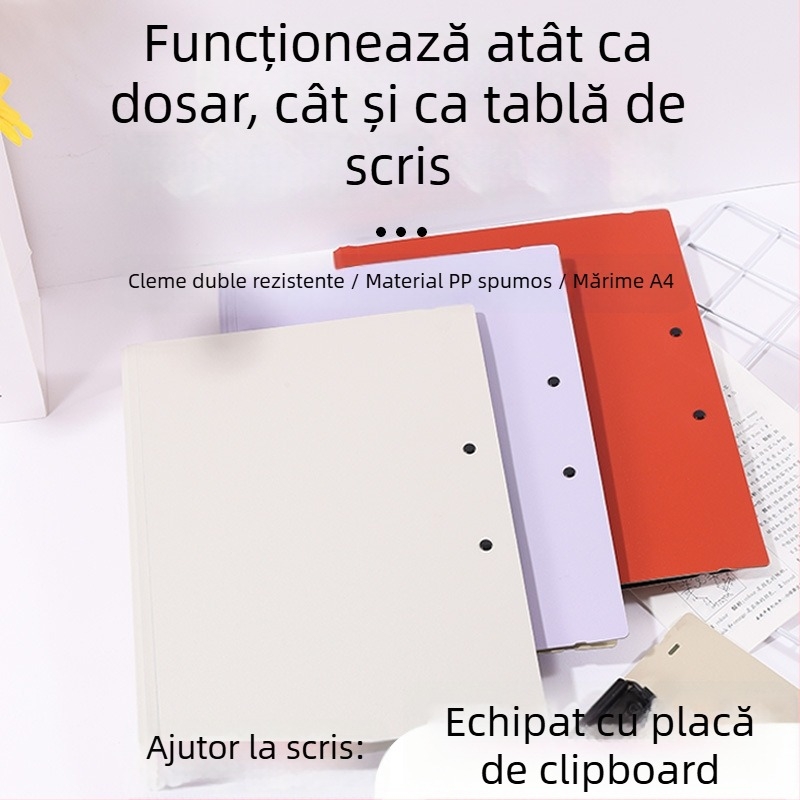 Clipboard A4 cu clemă dublă puternică, carcasă rigidă, tablă de scris multifuncțională