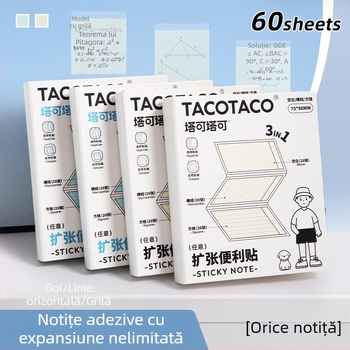 Maihe Taco Taco note adezive 3-în-1 pentru elevi, 60 de pagini