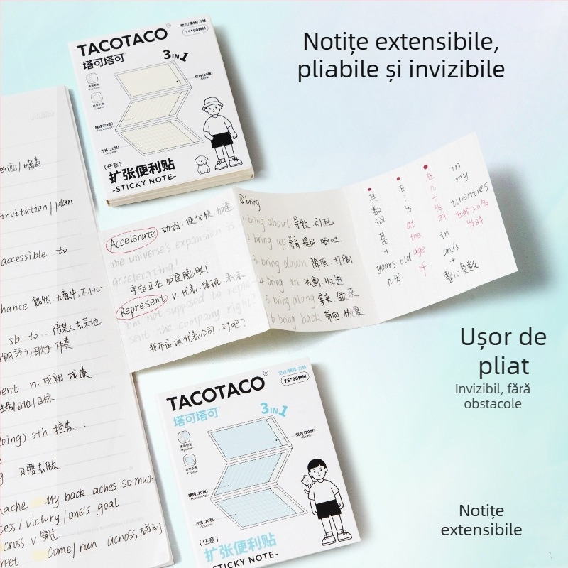 Maihe Taco Taco note adezive 3-în-1 pentru elevi, 60 de pagini