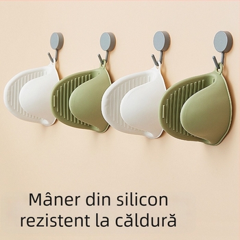 Mănuși din silicon cu grosime dublă, rezistente la căldură, pentru bucătărie, ideale pentru coacere, cuptor și microunde, protecție anti-arzuri, cu clemă pentru mânerul oalei