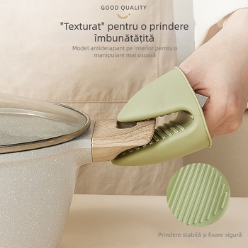 Mănuși din silicon cu grosime dublă, rezistente la căldură, pentru bucătărie, ideale pentru coacere, cuptor și microunde, protecție anti-arzuri, cu clemă pentru mânerul oalei