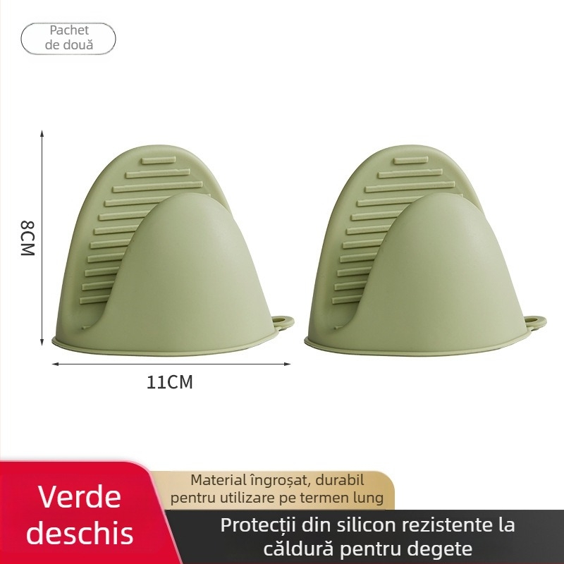 Mănuși din silicon cu grosime dublă, rezistente la căldură, pentru bucătărie, ideale pentru coacere, cuptor și microunde, protecție anti-arzuri, cu clemă pentru mânerul oalei
