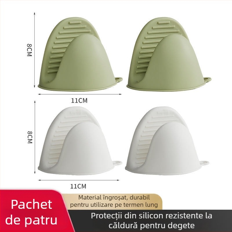 Mănuși din silicon cu grosime dublă, rezistente la căldură, pentru bucătărie, ideale pentru coacere, cuptor și microunde, protecție anti-arzuri, cu clemă pentru mânerul oalei