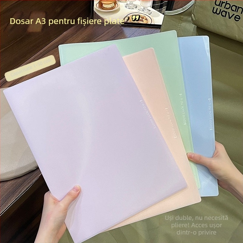 A3 dosar cu capacitate mare pentru documente și album foto, organizare pe mai multe niveluri și spațiu de depozitare pentru lucrări ale elevilor