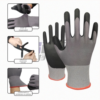 Mănuși din nylon 15G pentru protecție industrială, antiderapante, rezistente la abraziune și la ulei, palme cu spumă nitrilă, mănuși de lucru sigure, multifuncționale